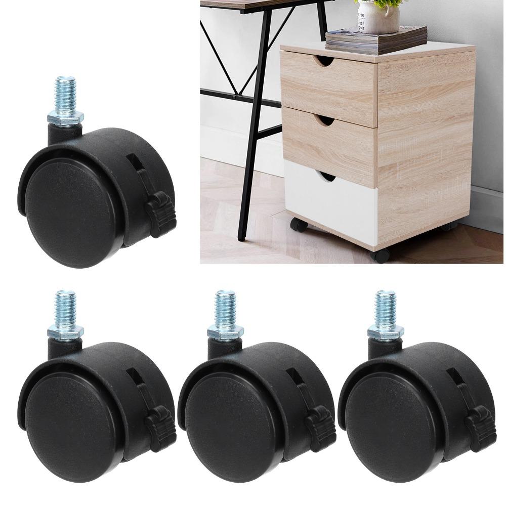 4pcs Black Locking Caster Wheels With Brake Furniture Caster Wheels Swivel Caster Wheels Furniture