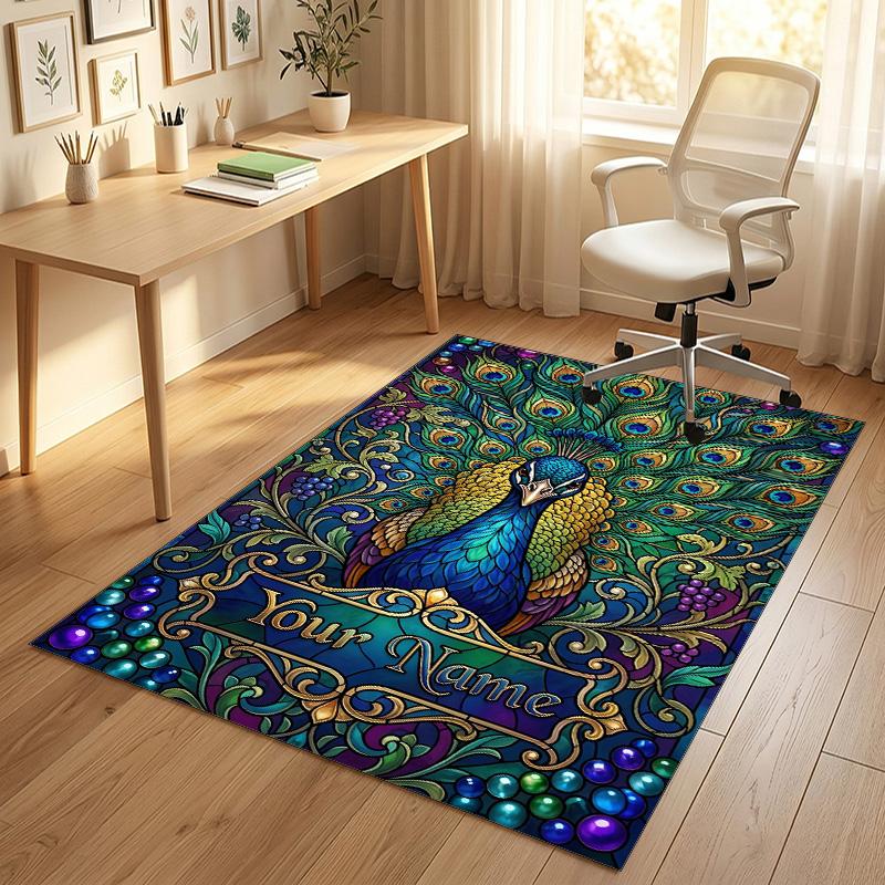 Pastel Floral Theme Soft Crystal Velvet Rug Custom Name & Text Print Non Slip Floor Rug for Bedroom Living Room