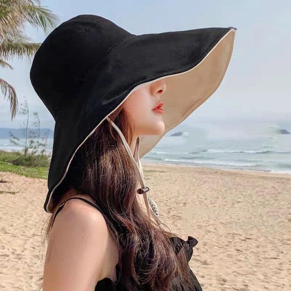 UV Protection Sunscreen Sun Hat Solid Color Hiking Bucket Hat Fashion Women Fisherman Hat Ladies