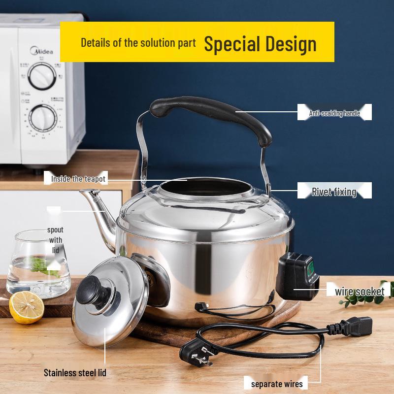 Электрический чайник из нержавеющей стали большой емкости - Быстрое кипячение для коммерческого и домашнего использования