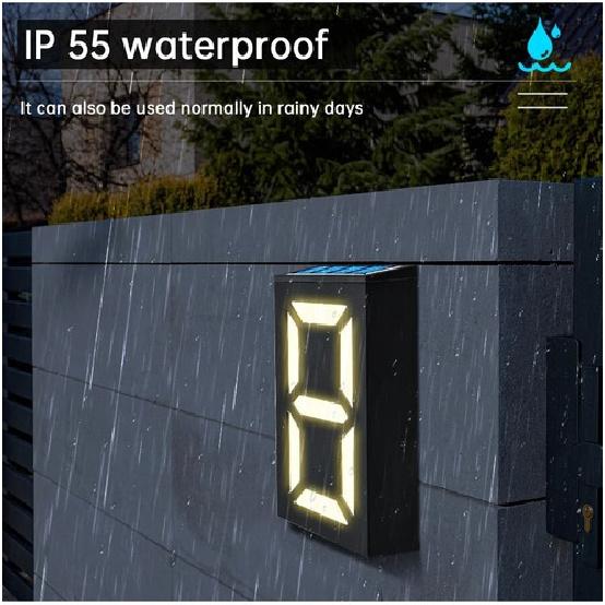 Solar Powered LED House Address Number Digits Street Road Door Plate Wall Light