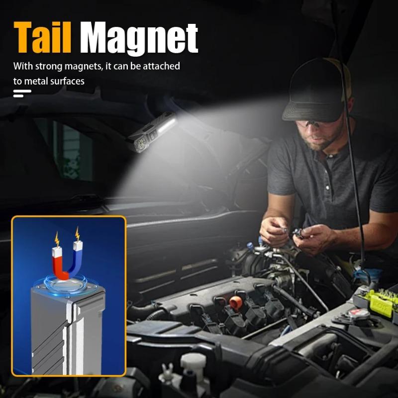 Угловой фонарик USB перезаряжаемый многофункциональный цветной окружающий свет магнитный фонарик, рабочий свет, налобный фонарь, велосипедный