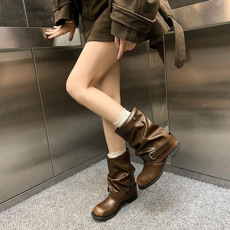 [Mango Home] Summer Boots Women's Thin Dance Boots with Skirts Xinjiang Giant Good-looking Pants Pile Pile Boots