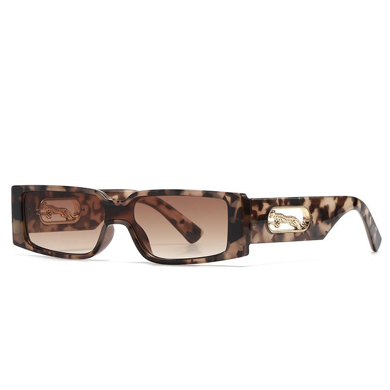 Luxury Brand Designer Square Small Frame Sunglasses Women Men Fashion Vintage Travel Leopard Head Sun Glasses For Female Uv400