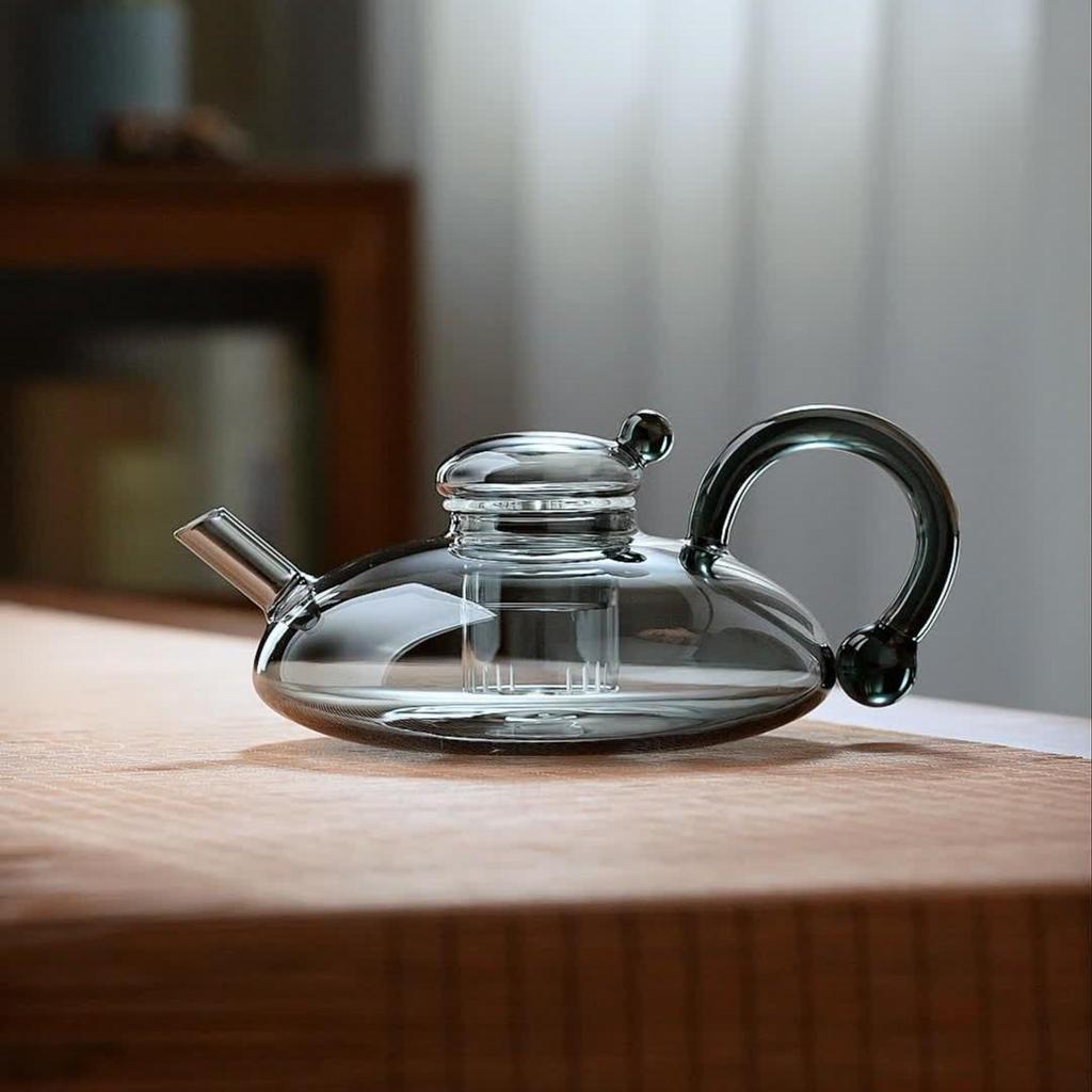 Nordic Style Smoke Grey High-Temperature Resistant Sage Glass Kettle Teapot Set