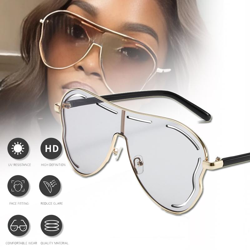 Oversized Hollow One-Piece Sunglasses Women Big Frame 2025 Luxury Brand Special-Shaped Sun Glasses For Ladies Eyewear Shades