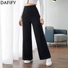 Women's Fashion Casual Solid Color Print High Waist Trousers Pants & Capris