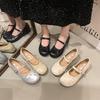 Mary Jane Round Head Small Leather Shoes Women's Summer New Thick-soled Shallow Mouth Versatile with Skirt Bow Single Shoes