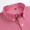 Мужские рубашки стандартной посадки с длинными рукавами в микро клетку, тонкая мягкая повседневная универсальная рубашка в клетку из 100% хлопка белого/красного цвета с накладными карманами
