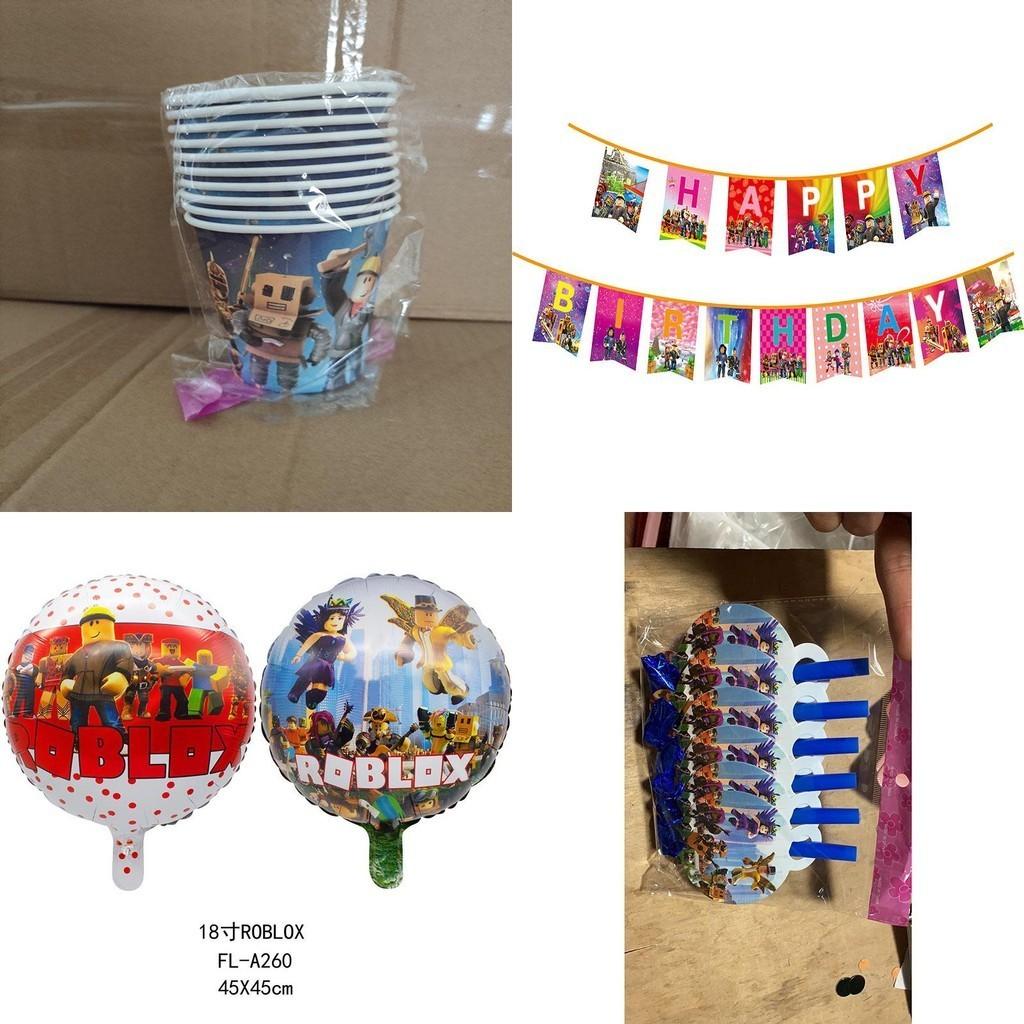 Яркие товары для вечеринки в стиле Roblox для детских празднований дня рождения с баннерами и топперами для торта
