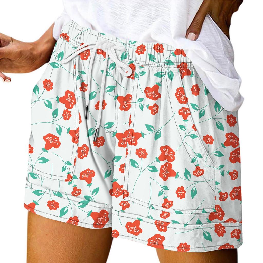 Женские повседневные летние эластичные пляжные шорты с принтом повседневные шорты