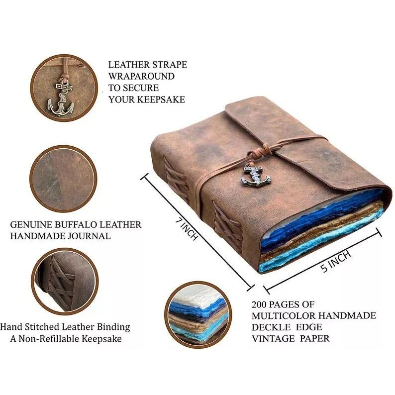 Антикварный кожаный альбом для вырезок, винтажный журнал, дневник для путешествий, писания