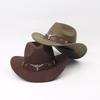 Solid Color Cowgirl Jazz Hat Woolen Party Cosplay Hat Vintage Western Cowboy Hat  Cycling Caps