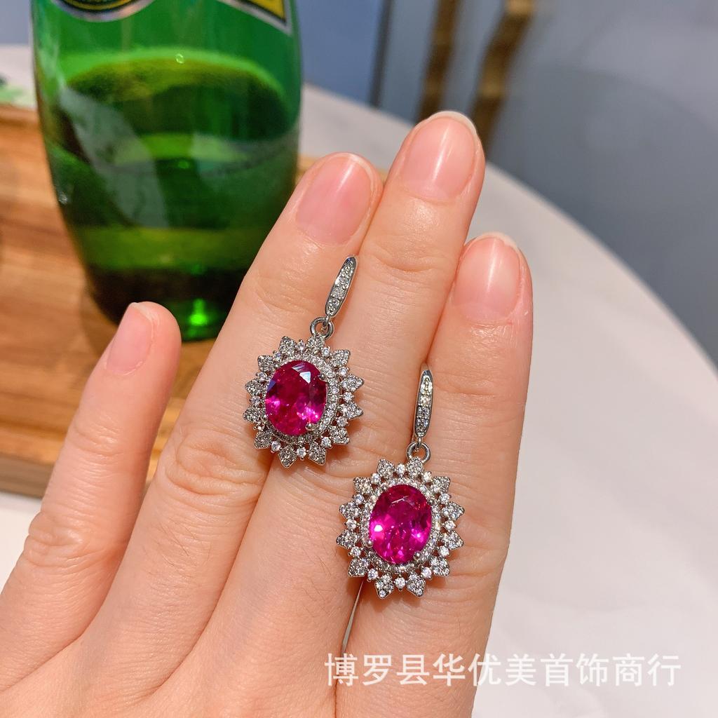 Комплект из рубинов, новая подвеска, серьги-гвоздики, свадебные украшения, ретро-комплект из трех предметов.