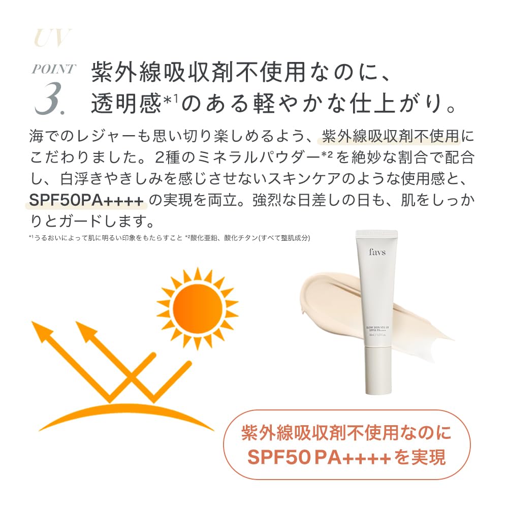 [favs Official] Glow Skin Veil UV SPF50 PA++++ 30 мл  UV-база  Солнцезащитная база под макияж, Без УФ-фильтров, Коллаген, Уход за кожей, favs