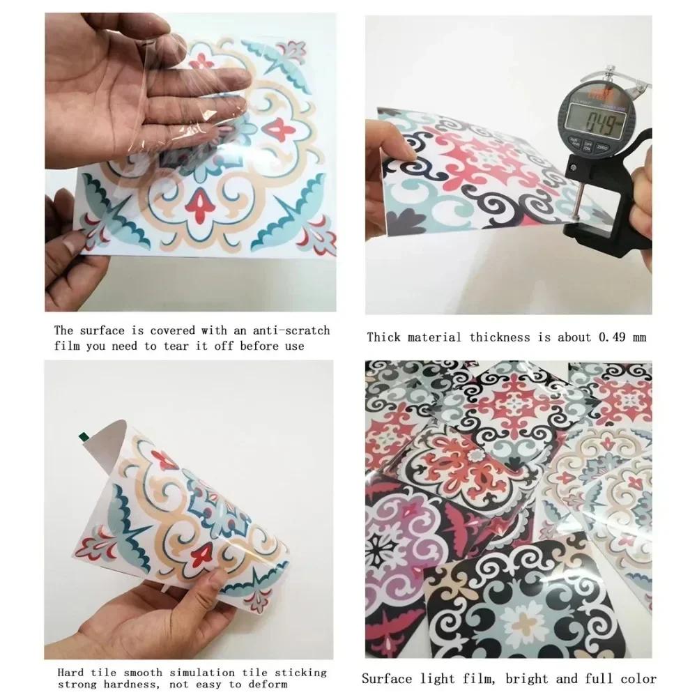 Новые 10 шт. хрустальные твердые плитки в стиле мандалы, керамические настенные наклейки для кухни, шкафа, домашнего декора, художественная роспись, наклейки на стену