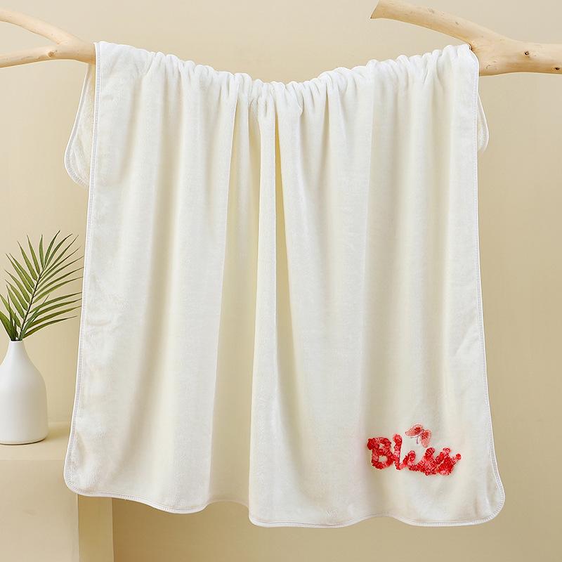 Детское быстросохнущее, впитывающее воду, толстое коралловое флисовое одеяло и банное полотенце с вышивкой - большое, не линяет.