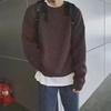 Men's Loose Fit Korean Style Sweater: Casual Retro Trend, Round Neck, Solid Color, Autumn/Winter Knitted Top.