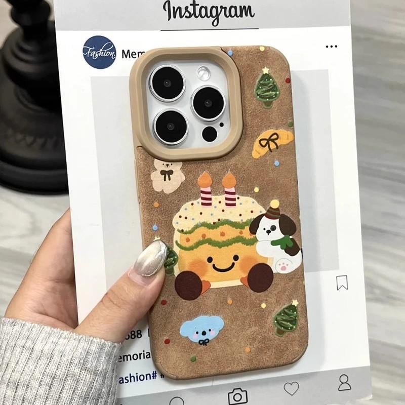 Чехол для телефона из ПУ кожи с дизайном торта 'Мультяшная собака' для IPhone 17 16 Pro Max 15 VIVO, Полное покрытие, Ударопрочный