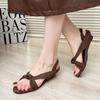 Simple open-toed women 2025 summer new Roman sandals public design round head retro small cross with wedge heel sandals