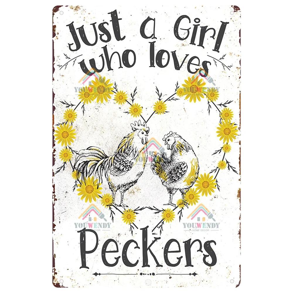 Retro Tin Sign I Love My Ladies Vintage Metal Sign, Funny Chicken Farm Decor, Farmhouse Sign, Country Decor, 7.9x11.8 Inch