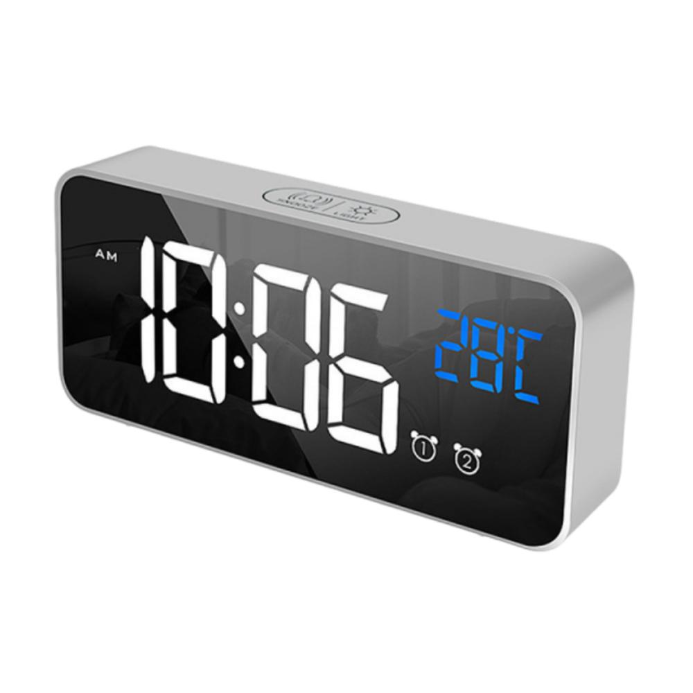 Voice Control Music Alarm Clock Mirror Desk Clock Ringtones LED Digital Clock Home Office
