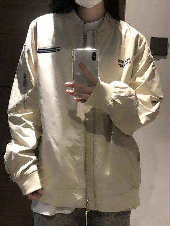 Женская повседневная куртка-бомбер с вышивкой флага, весна/осень 2025