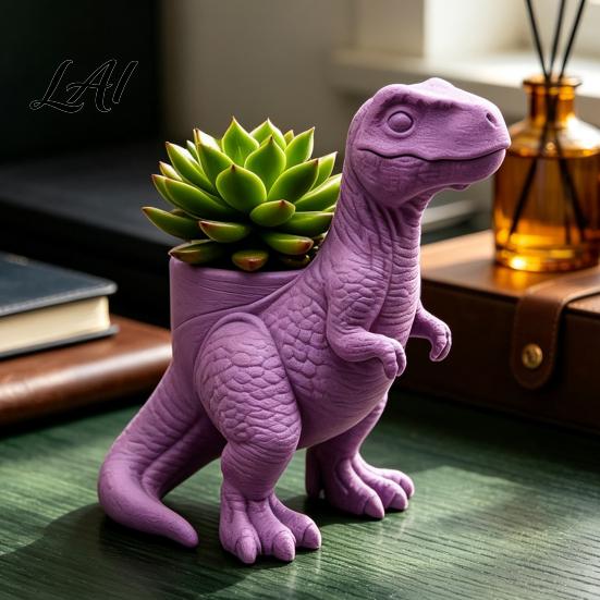 Indoor Plant Holder 3D Printed Dinosaur Planter Decorative Flower Pot Tyrannosaurus Rex Creative Home Decor Pot for Succulents Cacti Desk