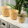 1 шт. бамбуковая плетеная современная цветочная корзина простота ведра подарочная упаковка корзина для хранения цилиндрическая подарочная упаковка