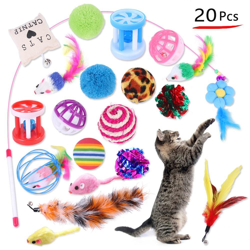 12/14/20PCS Sisal Mouse Funny Cat Stick Interactive Cat Supplies Cat Toys  Interactive Play