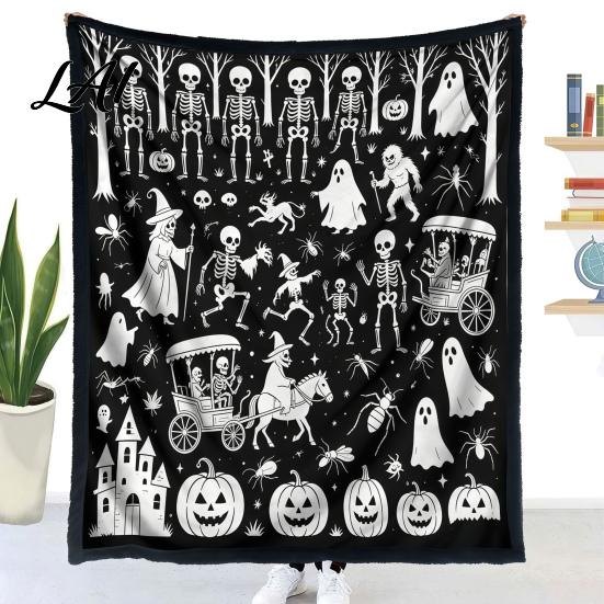 Relaxing Hobby for Home Decor Halloween DIY Coloring Blanket with 24 Markers Washable Throw Blanket Color Stress Relief Craft Projects Your