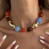 SHIXIN New Bohemian Colored Resin Beaded Beaded Chokers Necklaces for Women Vintage Elegant Adjustable Clavicle Chain Jewelry