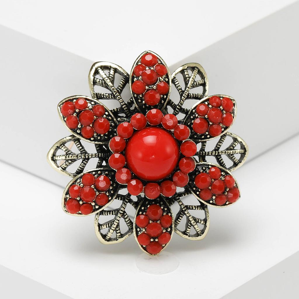 Middle Eastern Turkish Bohemian Vintage Flower Brooch, Personalized Rhinestone Jewelry Pin