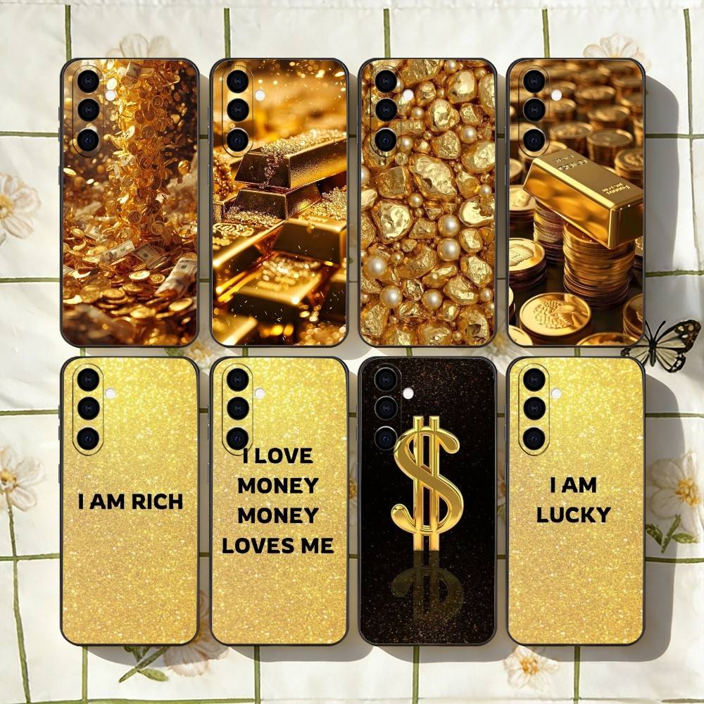 Чехол для телефона Money Gold A-Art для Samsung Galaxy A73, A72, A71, A70, A53, A52, A51, Другие Мягкий Черный Чехол