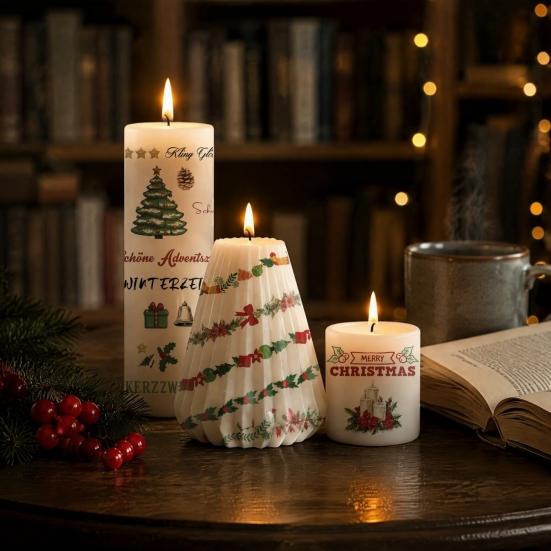 Holiday Crafting Accessories Christmas Candle Transfer Stickers, DIY Craft Supplies, Waterproof Paper Decorative Decals for Making And Festive