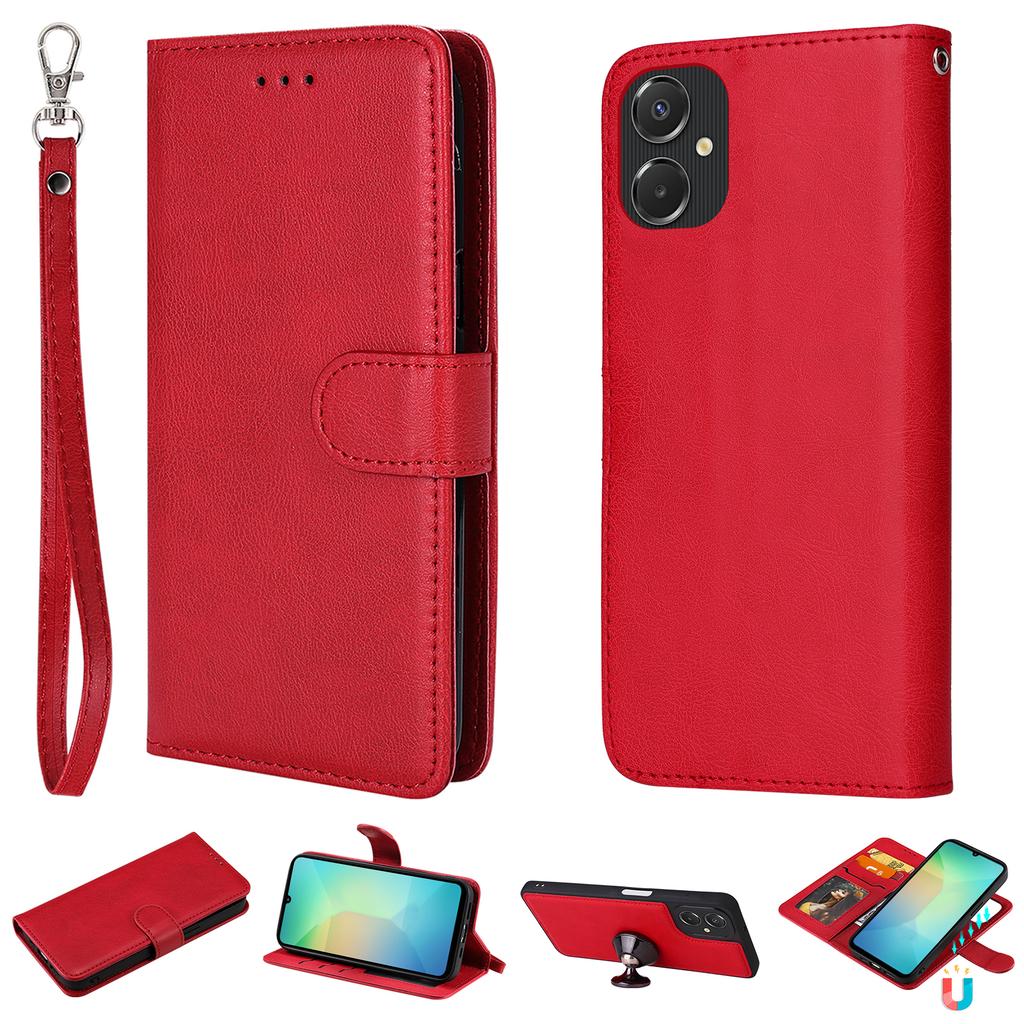 Чехол 2 в 1 для Samsung Galaxy A06 5G/Galaxy A06 4G: съемный кожаный чехол-кошелек на магнитной застежке с ремешком.