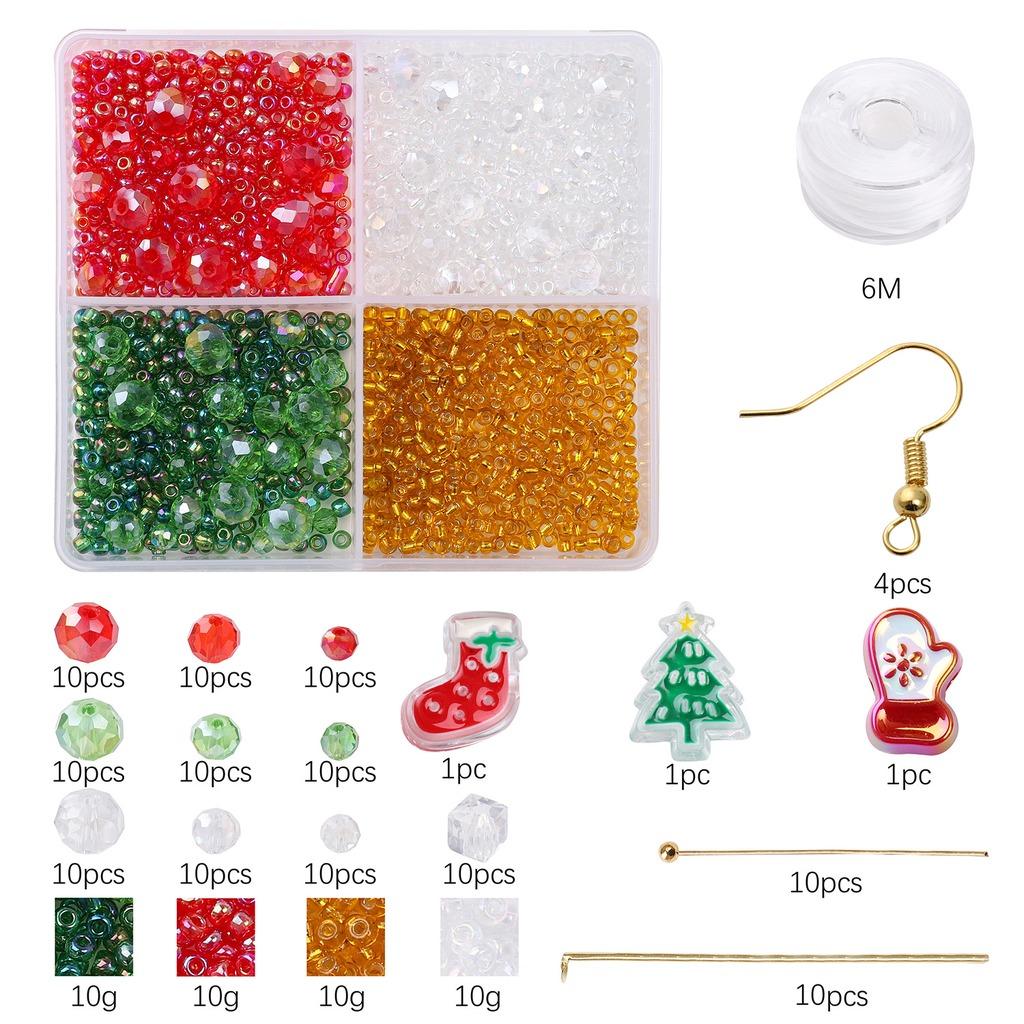 Letter Beads Kit Metal Christmas Charms Kit Christmas Diy Jewelry Kit Glass Bracelet Necklace Beads For Christmas Craft Parent