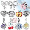 Новые Оригинальные Шармы Подвески Медь Милая Кошачья Лапка Бантик Яблоко Сердце Шармы Подходят для Браслетов Ожерелий Женские Украшения