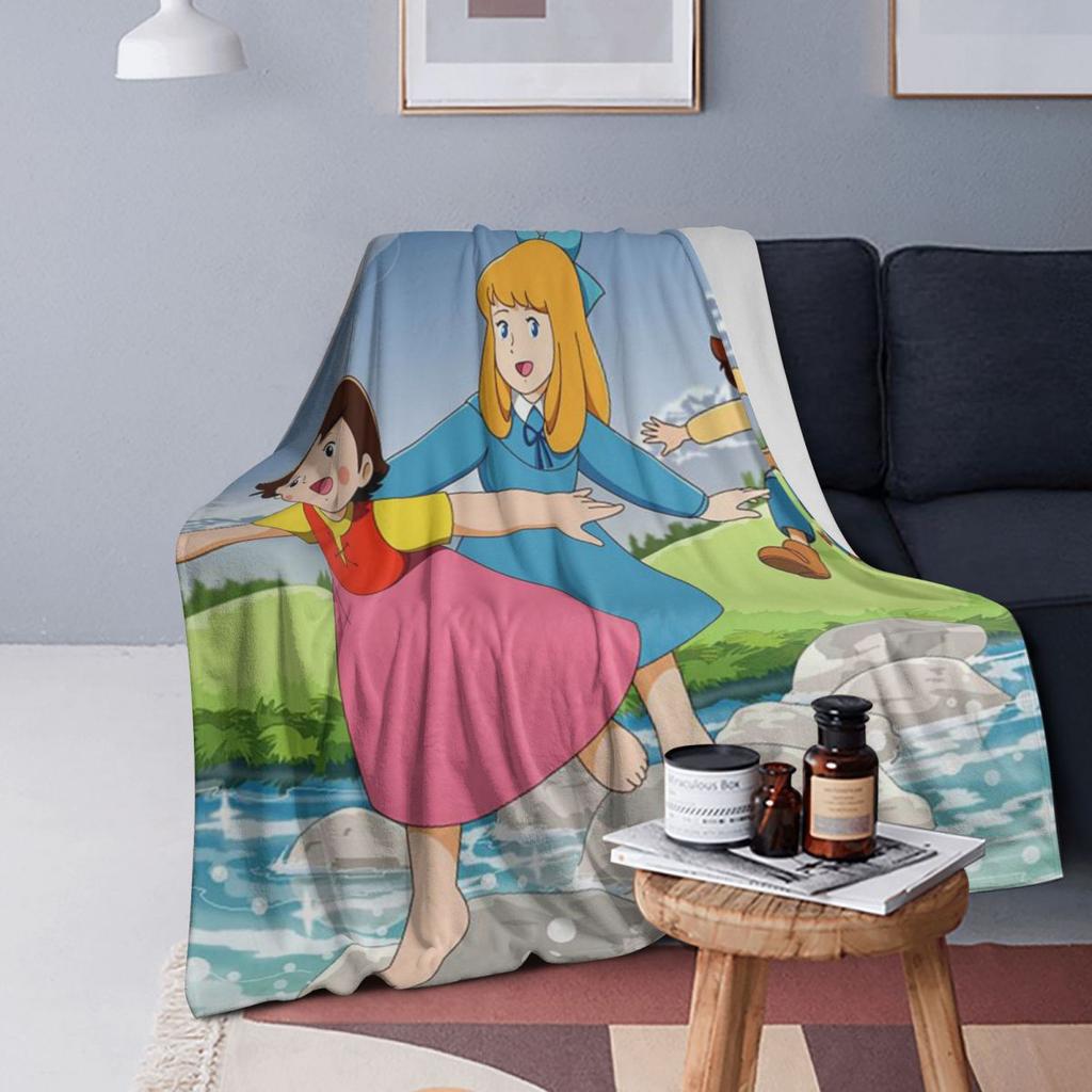Heidi Girl Of The Alps Anime Blankets Soft Warm Flannel Throw Blanket Plush for Bed Living room Picnic Travel Home Couch