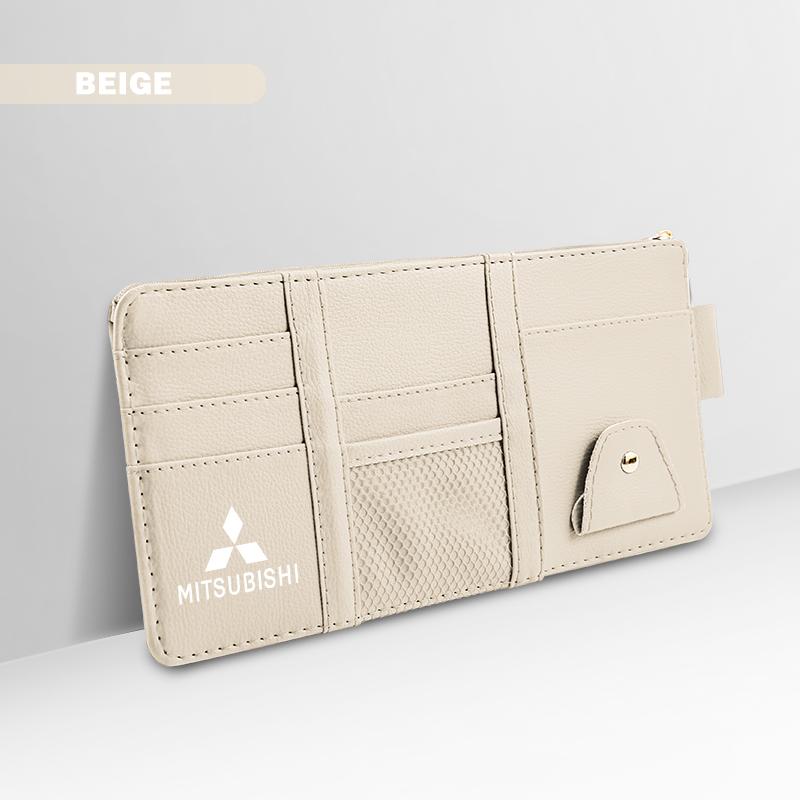 PU Leather Car Sun Visor Ticket Card Storage Bag Accessories For Mitsubishi Lancer Mirage ASX Pajero Ralliart Outlander Jinxuan