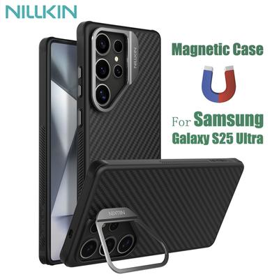 NILLKIN Чехол для телефона Samsung Galaxy S25 Ultra CarboProp с магнитной зеркальной рамкой, защитная задняя крышка для камеры