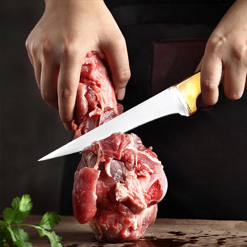 Нож для разделки мяса из нержавеющей стали, кухонный нож для мяса с деревянной ручкой, нож для сырой рыбы, нож для мясника, кухонный нож