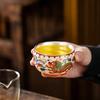 Chaxun Silver Gilded Ceramic Teacup with Gold Filigree Phoenix