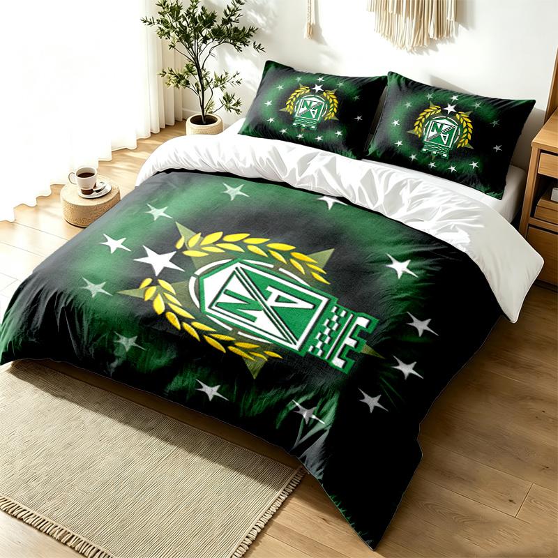 Atletico Nacional 3pc Duvet Cover Set Simple Modern Bedding Set Wrinkle Resistant Soft Fabric All Season Use a perfect gift