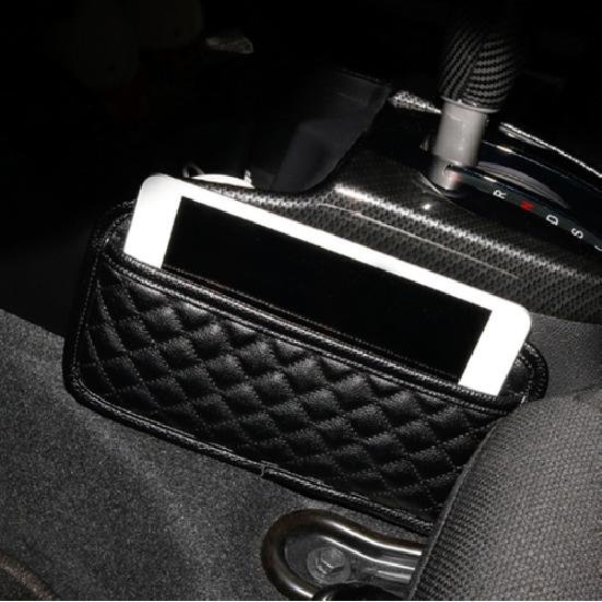 PU Leather Car Storage Bag Pocket Phone Holder For Seat Back Center Console Door