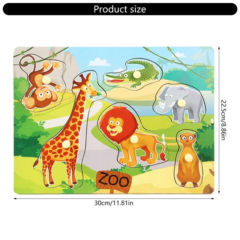 Wooden Farm Animals Marine Life Puzzle For Children Aged 3-6 Years Old Pegs Puzzle Hand Game