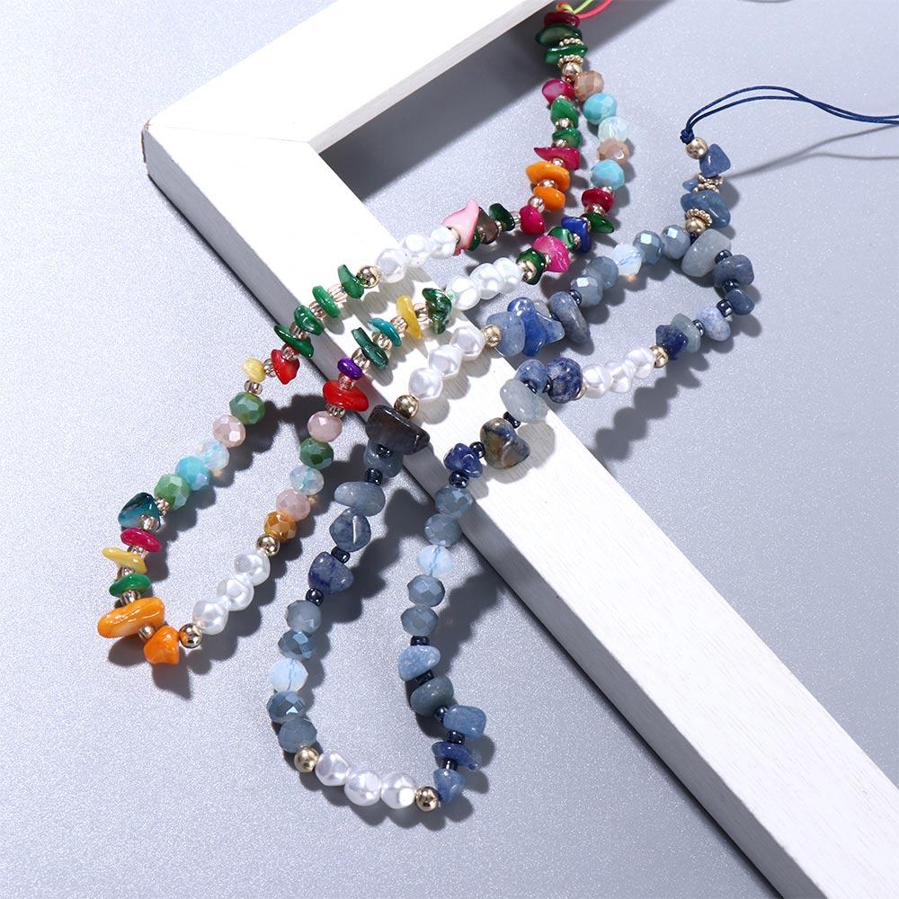 Подвесной шнурок из гравийного жемчуга для мобильного телефона, шнурок для сотового телефона, ремешок для мобильного телефона, цепочка из бусин