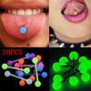 20Pcs/Set Luminous Ball Flexible Barbell Stud Tongue Ring Bars Body Piercing