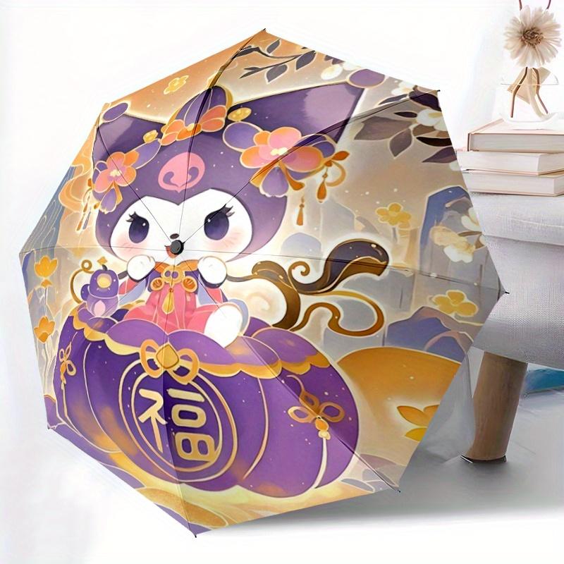 1pc Pretty Kuromi Pattern Umbrella, Fashionable, Personalized, High-Value Folding Umbrella, a Must-Have for Summer, 8-Rib Durable Iron Frame, Tri-Fold