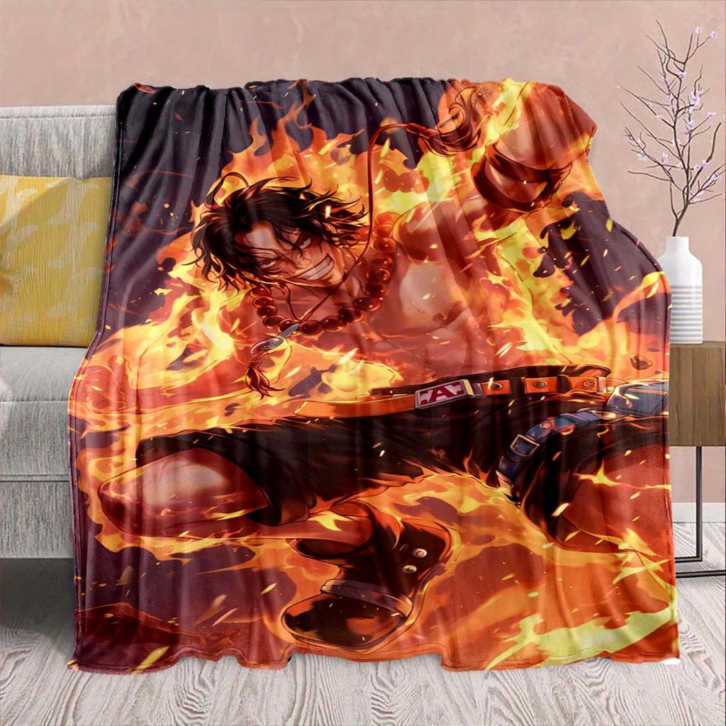 One Piece Anime Flannel Blanket - Soft Warm Perfect for Sofa, Bedding Camping Travel Office Home Decor -QJY